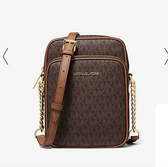 MICHAEL KORS Jet Set Travel Medium Logo Crossbody Bag, Brown - Picture 1 of 4